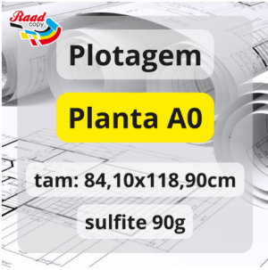 Plotagem Planta Preto ou Colorido A0 Sulfite 90gr 84,10x118,90    