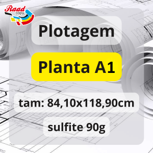 Plotagem Planta Preto ou Colorido A1 Sulfite 90gr 84,10x118,90    